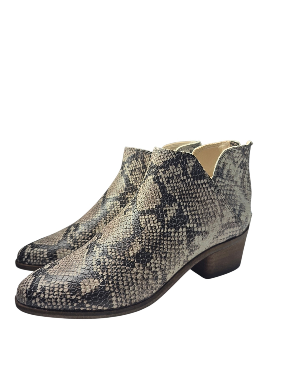 Dolce Vita Karsen Women's Snake-Print Ankle Booties - Beige/Black- Size 7M